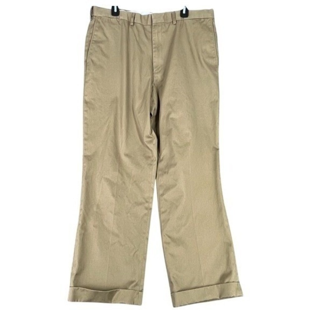 Lands End Chino Pants Men 38 Khaki Cuffed Hem Business Casual